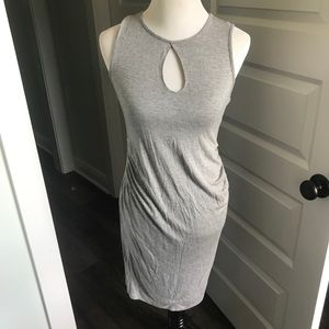Gray fitted maternity dress